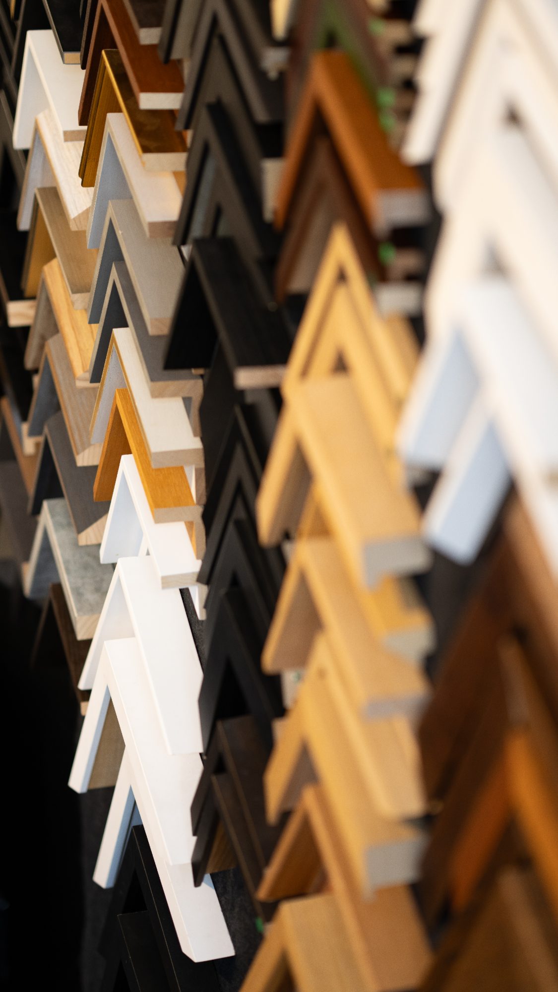 Exhibit A frame samples on wall, Wellington commercial photography NZ