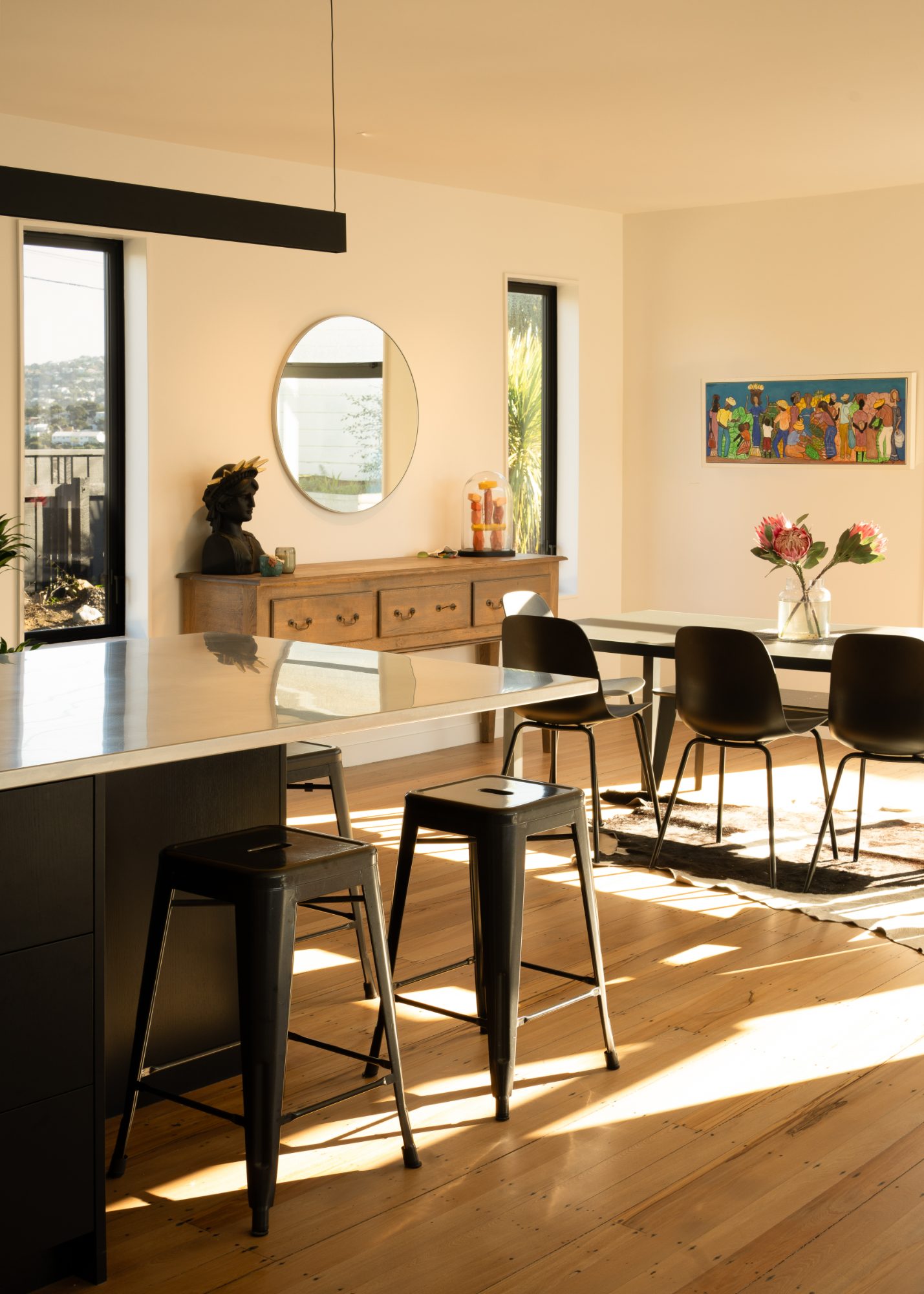 Seatoun Heights steel-framed glass entry doors, Wellington architectural photography NZ